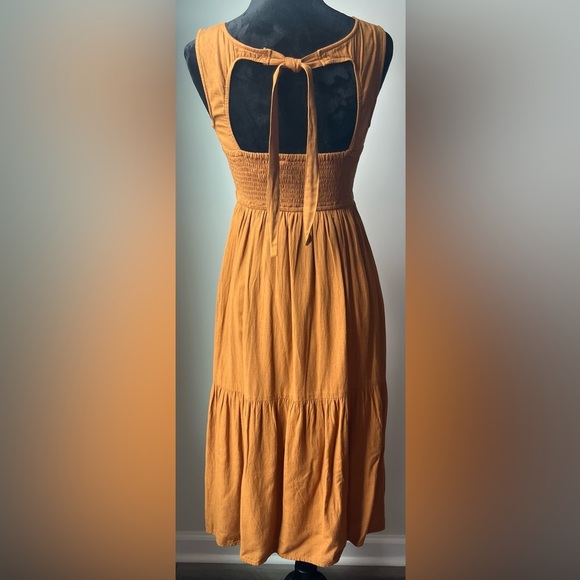 Sincerely Jules Linen Blend Burnt Orange Cut Out Sundress - Small - Picture 15 of 15